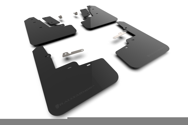 Ford Mach-E Mud Flap Kit - Rally Armor - Rally Edition UR - Black/Metallic Black Logo - `21-`25